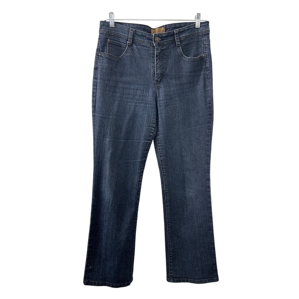 Hannah Dark Wash Denim Bootcut Jeans 12 Blue High Rise Classic Minimalist Indigo